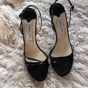 Jimmy Choo Black Leather Heels Sz 10